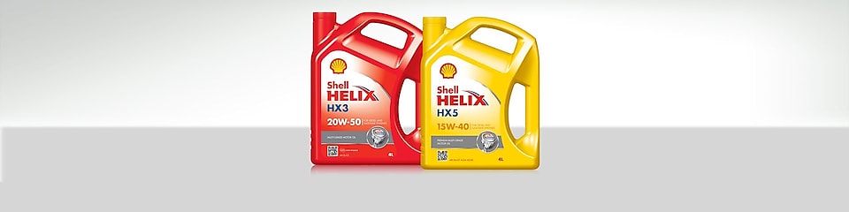 Dos envases de aceites minerales Shell Helix para motor