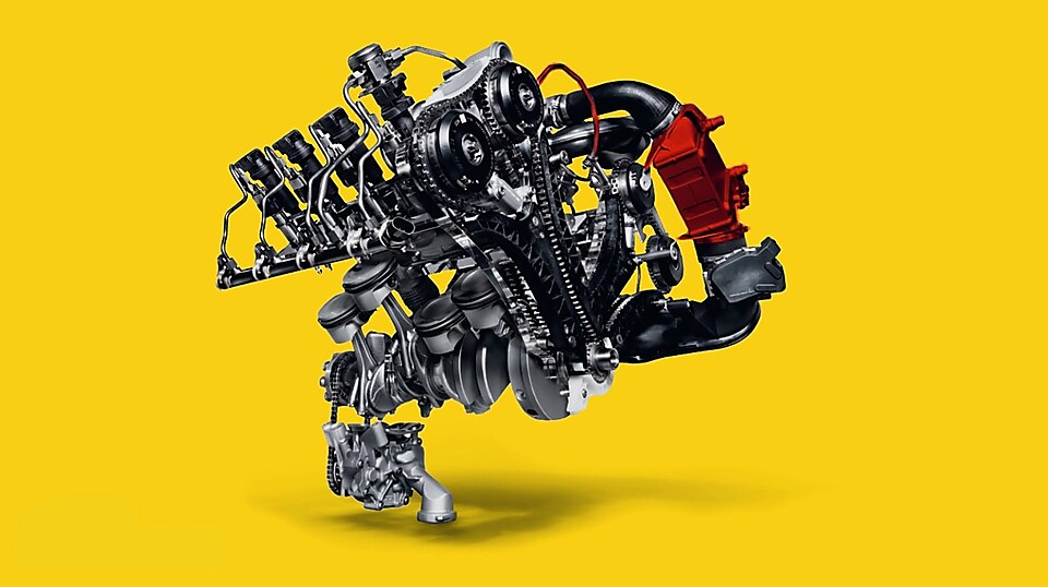 Compresor de aire de maquinaria de turboalimentación con fondo amarillo