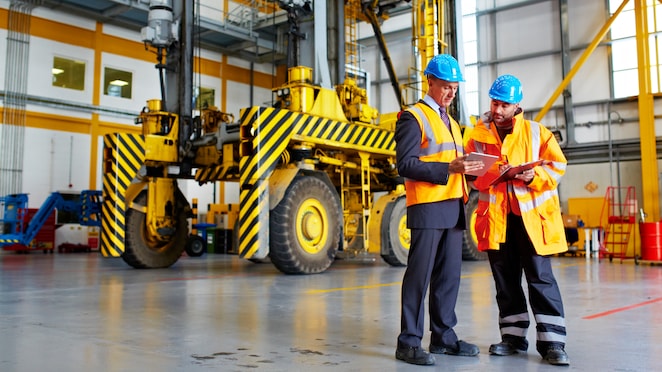 Construction, workers, hard hats