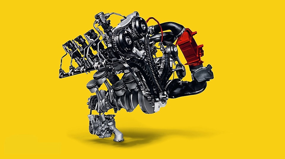 Compresor de aire de maquinaria de turboalimentación con fondo amarillo