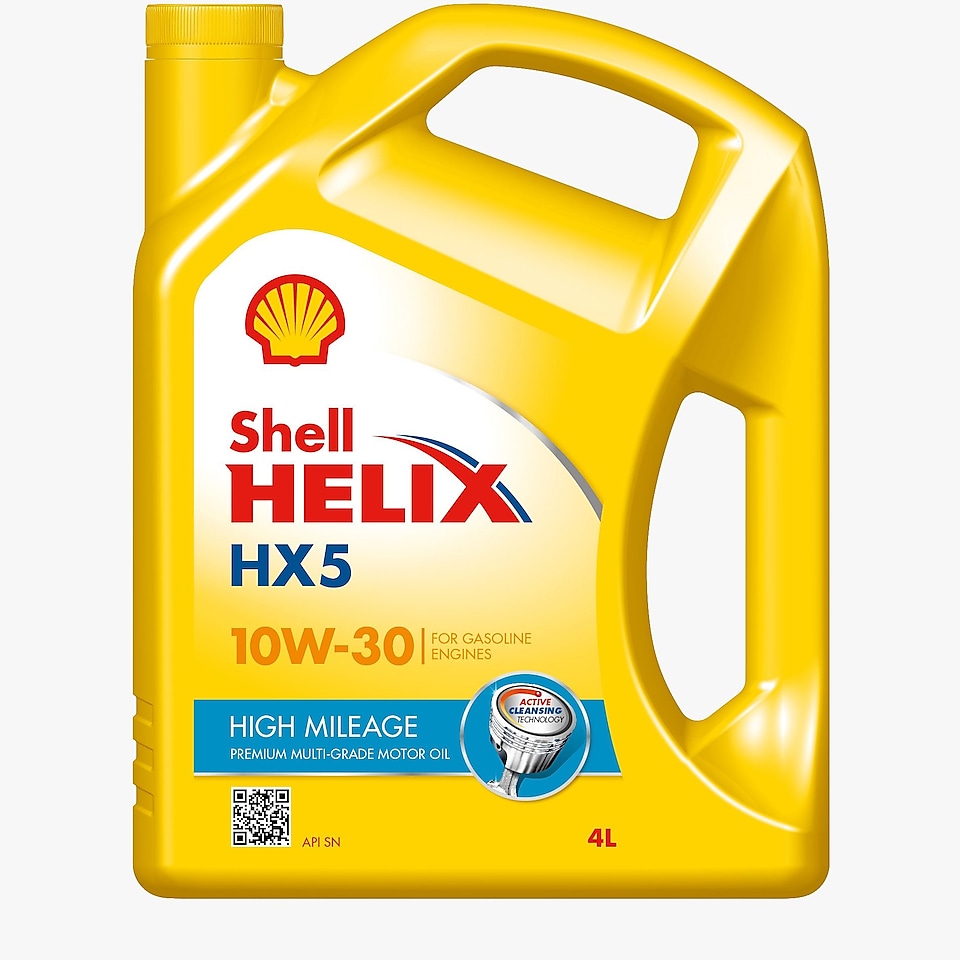 Foto del envase de Shell Helix HX5 High Mileage 10W-30
