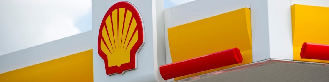 Logo de Shell en ena estación de servicio